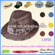2013 Meilleur prix en tissu Belt 100% Nature Paper Chapeau de paille / chapeau de fête, LSP26
